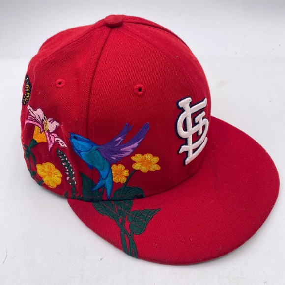 New Era Other - ST. LOUIS CARDINALS New Era 59FIFTY Fitted Hat 7 1/2 Red Floral Bird Butterfly
